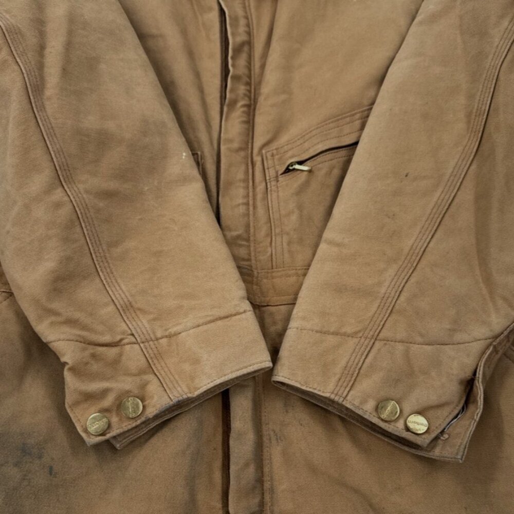 Vintage Carhartt Coveralls Quilted Insulated Duck Tan Mens 48 Red Lined X01 BRN - Picture 11 of 16
